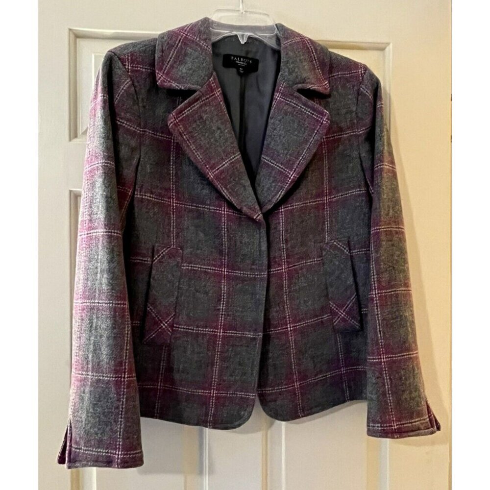 Talbots Women's Petite Blazer Jacket Buttons Long Sleeves Collared Wool Size 10P